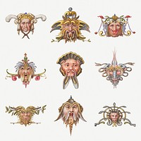 Troll medieval mythical creature psd set, remix from The Model Book of Calligraphy Joris Hoefnagel and Georg Bocskay