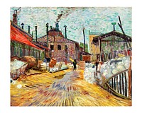 The Factory illustration wall art print and poster. Original by Vincent van Gogh, digitally enhanced by rawpixel. 
