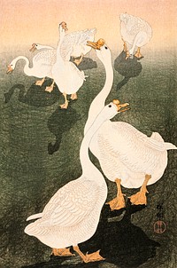 Geese (1926) by <a href="https://www.rawpixel.com/search/Ohara%20Koson?sort=curated&amp;page=1">Ohara Koson</a>. Original from the Los Angeles County Museum of Art. Digitally enhanced by rawpixel.