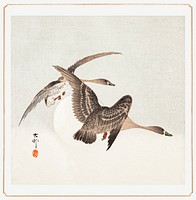 Geese and Full Moon by <a href="https://www.rawpixel.com/search/Ohara%20Koson?sort=curated&amp;page=1">Ohara Koson</a> (1877&ndash;1945). Original from the Los Angeles County Museum of Art. Digitally enhanced by rawpixel.