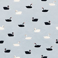 Black and white geese seamless pattern on a blue background illustration