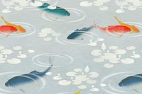 Blue and red koi fish patterned background illustration