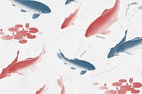 Blue and red koi fish patterned background illustration