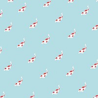 Red koi fish pattern on a blue background illustration