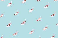 Red koi fish pattern on a blue background illustration