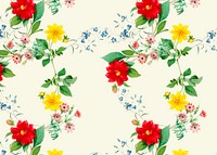 Red and yellow dahlias wallpaper illustration