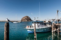 Morro Bay Harbor, and the looming Morro Rock that dominates it, on California&#39;s Central Coast.