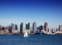 Skyline of San Diego, Calfornia. Original image from <a href="https://www.rawpixel.com/search/carol%20m.%20highsmith?sort=curated&amp;page=1">Carol M. Highsmith</a>&rsquo;s America. Digitally enhanced by rawpixel.