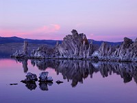 Mono Lake is a large, shallow saline soda lake in Mono County, California, formed at least 760,000 years ago as a terminal lake in a basin that has no outlet to the ocean.