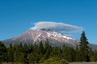 Mount Shasta (Karuk: &Uacute;ytaahkoo or "White Mountain" : the origin of the name "Shasta" is vague, perhaps from Russian (Чистая, means "white, clean, pure" or Счастье, means "happiness, luck, fortune, felicity") from the early Russian settlers in California) is located at the southern end of the Cascade Range in Siskiyou County, California and at 14,179 feet (4,322 m) is the second-highest peak in the Cascades and the fifth-highest in California.