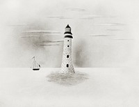 Eddystone Lighthouse by <a href="https://www.rawpixel.com/search/Mary%20Altha%20Nims?sort=curated&amp;type=all&amp;page=1">Mary Altha Nims</a> (1817&ndash;1907). Original from The Cleveland Museum of Art. Digitally enhanced by rawpixel.