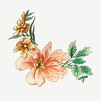 Vintage blooming orange flower design element