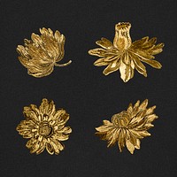 Vintage gold blooming flower set