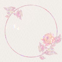 Vintage holographic floral frame design element