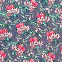 Vintage pink floral pattern on purple background