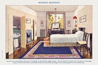 Modern bedroom from <a href="https://www.rawpixel.com/search/Mrs.%20Beeton%27s%20Book%20of%20Household%20Management?sort=curated&amp;page=1">Mrs. Beeton&#39;s Book of Household Management</a>. Digitally enhanced from our own 1923 edition. 