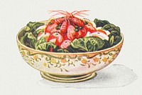 Vintage hand drawn prawn salad design element