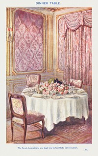A Dinner Table from Mrs. Beeton's Book of Household Management. Digitally enhanced from our own 1923 edition. 