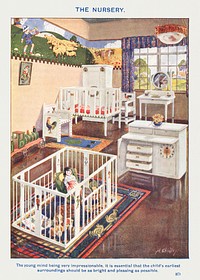 The Nursery from <a href="https://www.rawpixel.com/search/Mrs.%20Beeton%27s%20Book%20of%20Household%20Management?sort=curated&amp;page=1">Mrs. Beeton&#39;s Book of Household Management</a>. Digitally enhanced from our own 1923 edition. 
