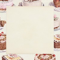 Fancy cakes frame on paper texture design element