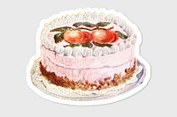 Fancy cake sticker with white border