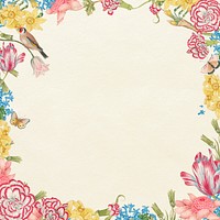 Vintage flower frame, remixed from the 18th-century artworks from the Smithsonian archive.