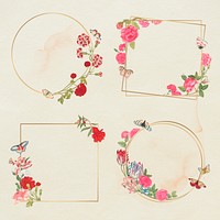 Psd floral gold frame set, remixed from the 18th-century artworks from the Smithsonian archive.