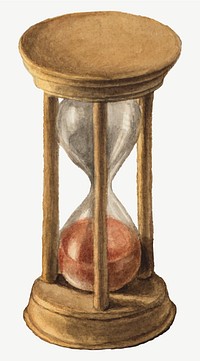 Antique wooden hourglass vector illustration watercolor, remixed from the artworks by Mary Vaux Walcott