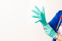 Nurse wearing green latex gloves to protect herself. Original image sourced from US Government department: Public Health Image Library, <a href="https://www.rawpixel.com/search/cdc?sort=curated&amp;page=1">Centers for Disease Control and Prevention</a>. Under US law this image is copyright free, please credit the government department whenever you can&rdquo;.