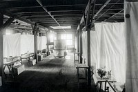 Interior wards of the emergency hospital at Camp Jackson, South Carolina during the influenza epidemic (1918). Original image from National Museum of Health and Medicine. Digitally enhanced by rawpixel.  
