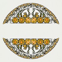 Art nouveau flower pattern psd element, remixed from the artworks of Alphonse Maria Mucha