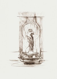 Decorative fountain project for the interior by <a href="https://www.rawpixel.com/search/Alphonse%20Maria%20Mucha?sort=curated&amp;page=1">Alphonse Maria Mucha</a> (1869&ndash;1939). Original from The Public Institution Paris Mus&eacute;es. Digitally enhanced by rawpixel.