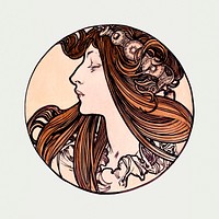 Art nouveau woman psd, remixed from the artworks of <a href="https://www.rawpixel.com/search/Alphonse%20Maria%20Mucha?sort=curated&amp;page=1">Alphonse Maria Mucha</a>