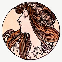 Art nouveau woman vector, remixed from the artworks of <a href="https://www.rawpixel.com/search/Alphonse%20Maria%20Mucha?sort=curated&amp;page=1">Alphonse Maria Mucha</a>