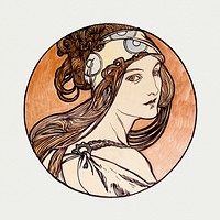 Art nouveau lady psd, remixed from the artworks of Alphonse Maria Mucha