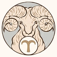 Art nouveau aries zodiac sign psd, remixed from the artworks of Alphonse Maria Mucha