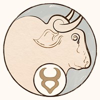 Art nouveau taurus zodiac sign psd, remixed from the artworks of Alphonse Maria Mucha