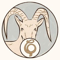 Art nouveau capricorn zodiac sign, remixed from the artworks of Alphonse Maria Mucha