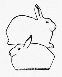 Vintage hares animal art print, remix from artworks by Samuel Jessurun de Mesquita