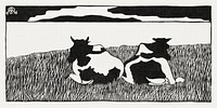 Cows (Koeien) (1916) print in high resolution by <a href="https://www.rawpixel.com/search/Samuel%20Jessurun%20de%20Mesquita?sort=curated&amp;page=1">Samuel Jessurun de Mesquita</a>. Original from The Rijksmuseum. Digitally enhanced by rawpixel.