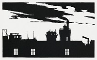 Vintage psd silhouette factory background, remix from artworks by Samuel Jessurun de Mesquita