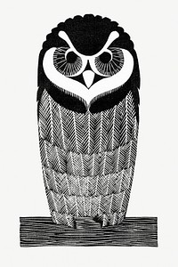 Vintage owl psd animal art print, remix from artworks by Samuel Jessurun de Mesquita