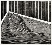 Bird in the corner of a cage (Vogel in hoek van een kooi) (c.1914) print in high resolution by <a href="https://www.rawpixel.com/search/Samuel%20Jessurun%20de%20Mesquita?sort=curated&amp;page=1">Samuel Jessurun de Mesquita</a>. Original from The Rijksmuseum. Digitally enhanced by rawpixel.