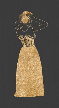 Vintage glittery gold woman hairdressing psd art print, remix from artworks by Samuel Jessurun de Mesquita