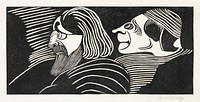 Two male heads (Twee mannenkoppen) (1918) print in high resolution by <a href="https://www.rawpixel.com/search/Samuel%20Jessurun%20de%20Mesquita?sort=curated&amp;page=1">Samuel Jessurun de Mesquita</a>. Original from The Rijksmuseum. Digitally enhanced by rawpixel.