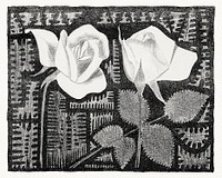 Two roses (Twee rozen) (c.1920) print in high resolution by <a href="https://www.rawpixel.com/search/Samuel%20Jessurun%20de%20Mesquita?sort=curated&amp;page=1">Samuel Jessurun de Mesquita</a>. Original from The Rijksmuseum. Digitally enhanced by rawpixel.