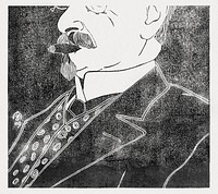 Portrait of an unknown man with cigar (Portret van een onbekende man met sigaar) (1909) print in high resolution by <a href="https://www.rawpixel.com/search/Samuel%20Jessurun%20de%20Mesquita?sort=curated&amp;page=1">Samuel Jessurun de Mesquita</a>. Original from The Rijksmuseum. Digitally enhanced by rawpixel.