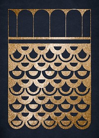 Vintage gold fish scales ornament psd art print, remix from artworks by Samuel Jessurun de Mesquita