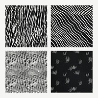 Psd vintage black white woodcut stripes pattern background set, remix from artworks by Samuel Jessurun de Mesquita