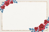 Vintage red roses psd frame illustration, remix from artworks by Samuel Jessurun de Mesquita